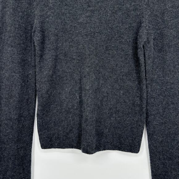 Quince 100% Cashmere Featherweight Ribbed Mock Neck Turtleneck Sweater Gray - Picture 11 of 15